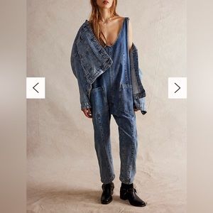 Free People We The Free High Roller Jumpsuit Size S Short in Sapphire Blue